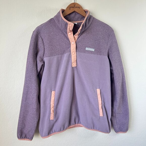 Columbia Pullover Jacket Womens Large Purple Benton Springs Outdoor Fleece L - Picture 1 of 8